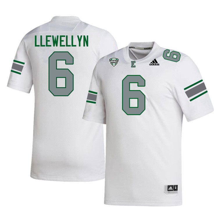 Eastern Michigan Eagles #6 Bryce Llewellyn College Football Jerseys Stitched-White